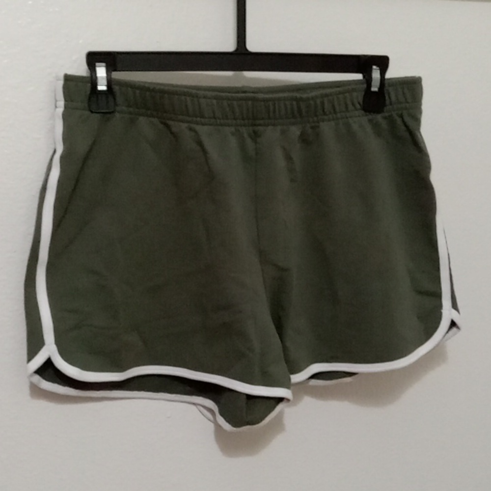 No Boundaries Olive Green Women's Shorts with White Trim